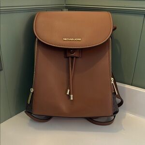 MICHAEL Michael Kors Brown Backpack with Gold Zipper